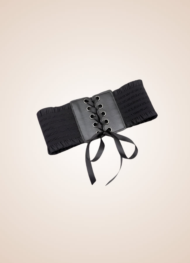 Gothic Wide Lace Up Belt Black / S gothic-wide-lace-up-belt-black
