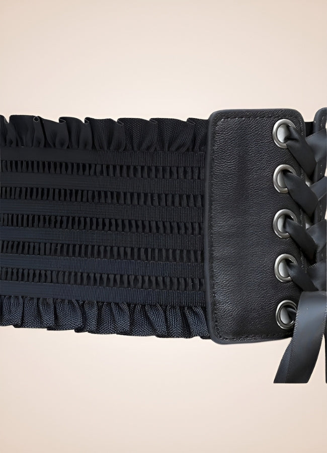 Gothic Wide Lace Up Belt Black / S gothic-wide-lace-up-belt-black