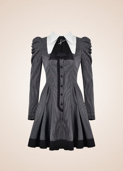 Gray Steampunk Ruffle Dress Gray / XL gray-steampunk-ruffle-dress-gray