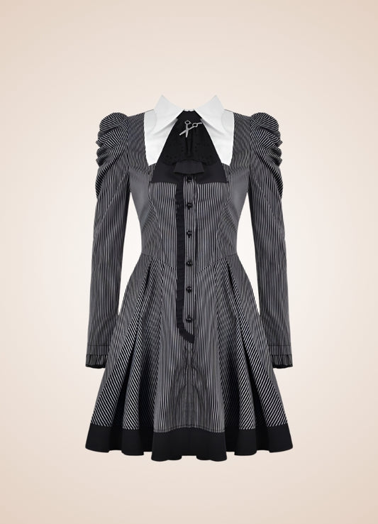 Gray Steampunk Ruffle Dress Gray / XL gray-steampunk-ruffle-dress-gray