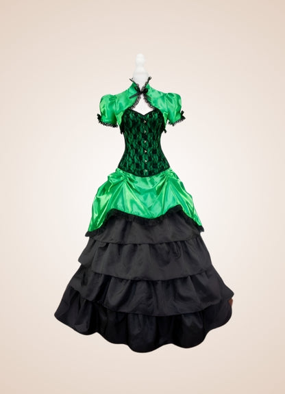 Green Steampunk Overbust Lace Dress Green / One Size green-steampunk-overbust-lace-dress-green