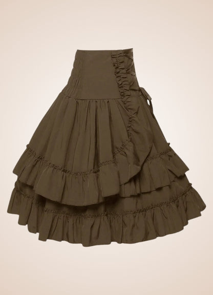 High Waisted Steampunk Skirt Brown / XL high-waisted-steampunk-skirt-brown