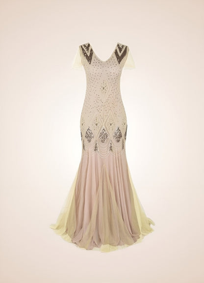 Ivory Vintage Wedding Dress Apricot Gold / XL ivory-vintage-wedding-dress-apricot-gold