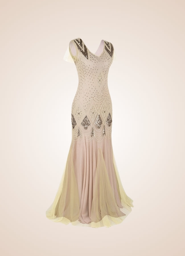 Ivory Vintage Wedding Dress Apricot Gold / XL ivory-vintage-wedding-dress-apricot-gold