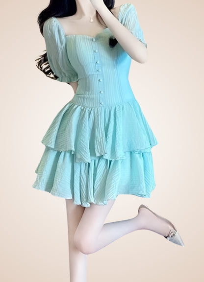 Korean Lolita Steampunk Dress Lake Green / L korean-lolita-steampunk-dress-lake-green