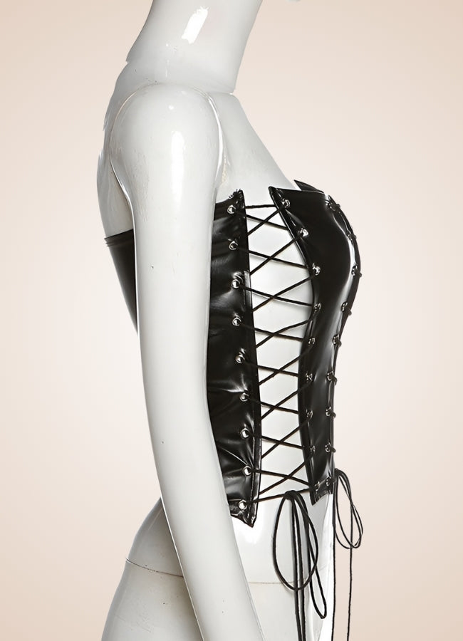 Leather Twist Steampunk Corset Black / M leather-twist-steampunk-corset-black