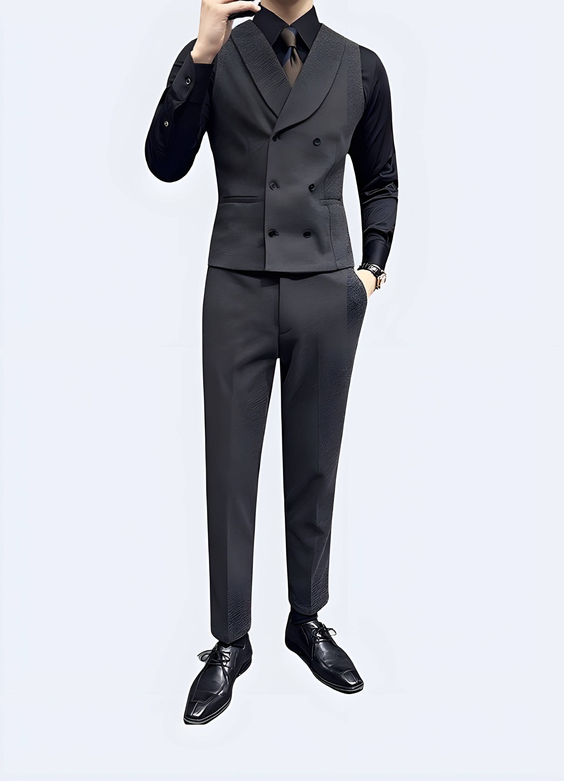 Steampunk Double Breasted Grey Vest Gray / XL steampunk-double-breasted-grey-vest-gray