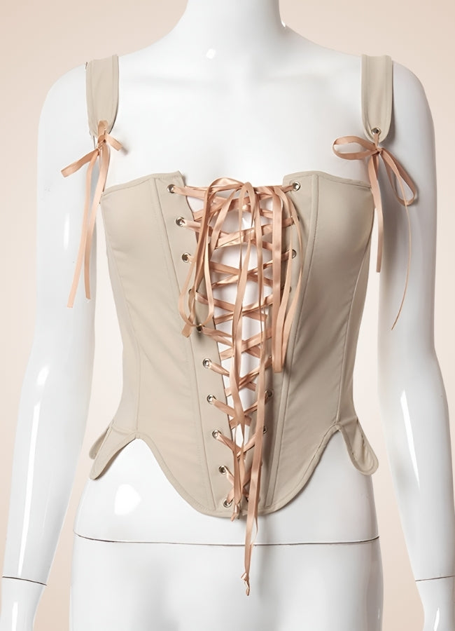 Medieval Renaissance Steampunk Corset Beige / M medieval-renaissance-steampunk-corset-beige