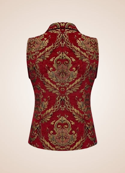 Men Victorian Double Breasted Vest Red / XL men-victorian-double-breasted-vest-red