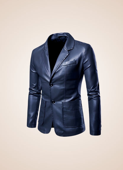 Men's Faux Leather Jacket Dark Blue / 4XL mens-faux-leather-jacket-dark-blue