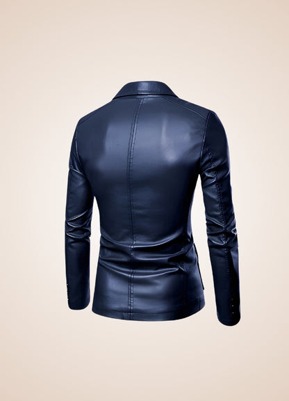 Men's Faux Leather Jacket Dark Blue / 4XL mens-faux-leather-jacket-dark-blue