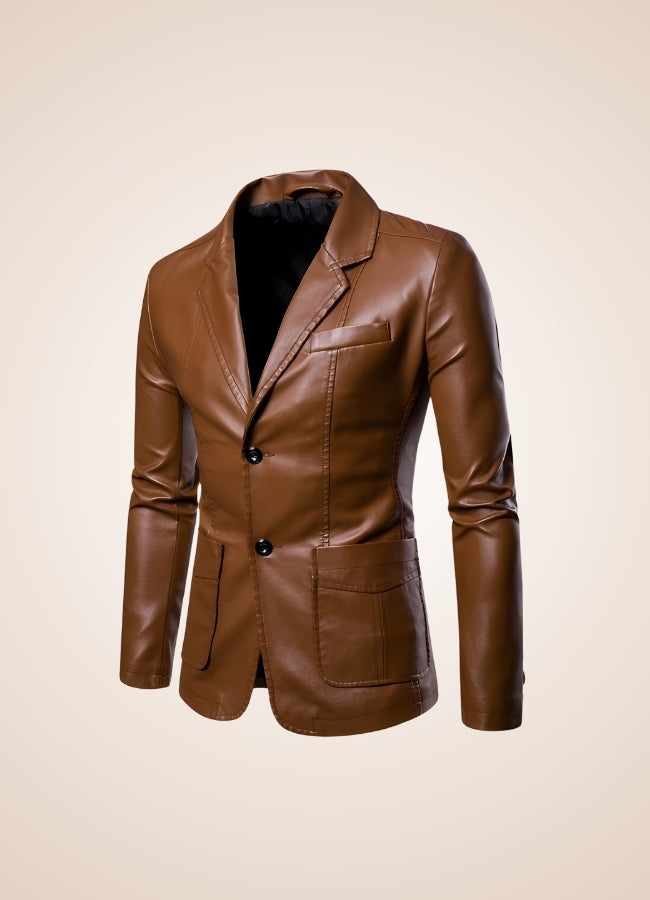 Men's Faux Leather Jacket Yellow / 4XL mens-faux-leather-jacket-yellow