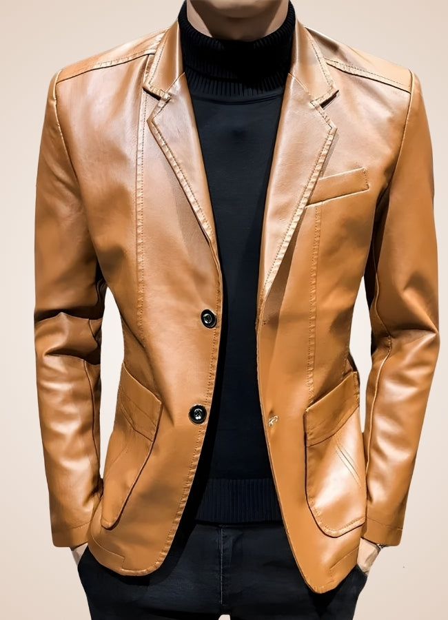 Men's Faux Leather Jacket Yellow / 4XL mens-faux-leather-jacket-yellow