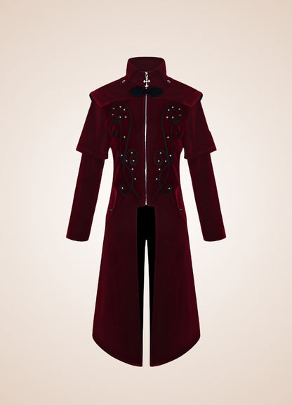 Men's Medieval Steampunk Trench Coat Red / XL mens-medieval-steampunk-trench-coat-red