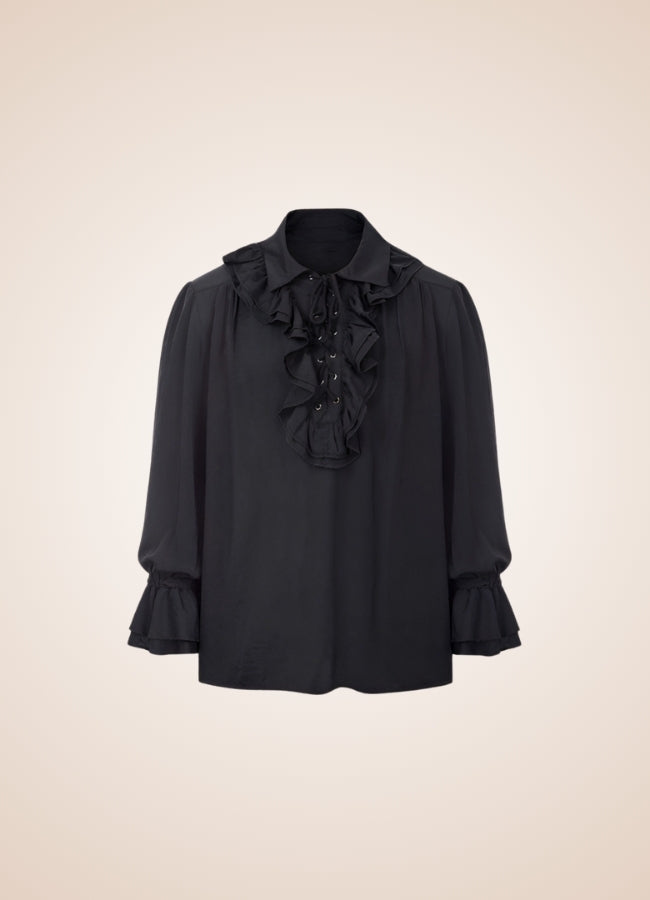 Men's Pirate Ruffles Shirt Black / XL mens-pirate-ruffles-shirt-black