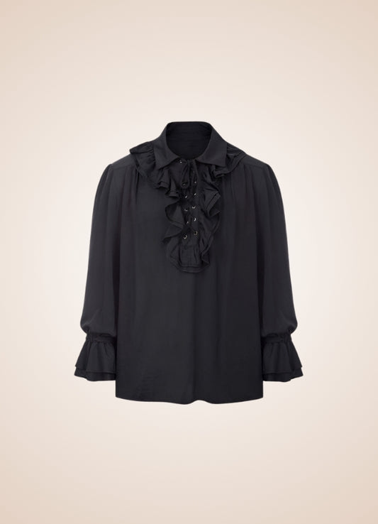 Men's Pirate Ruffles Shirt Black / XL mens-pirate-ruffles-shirt-black