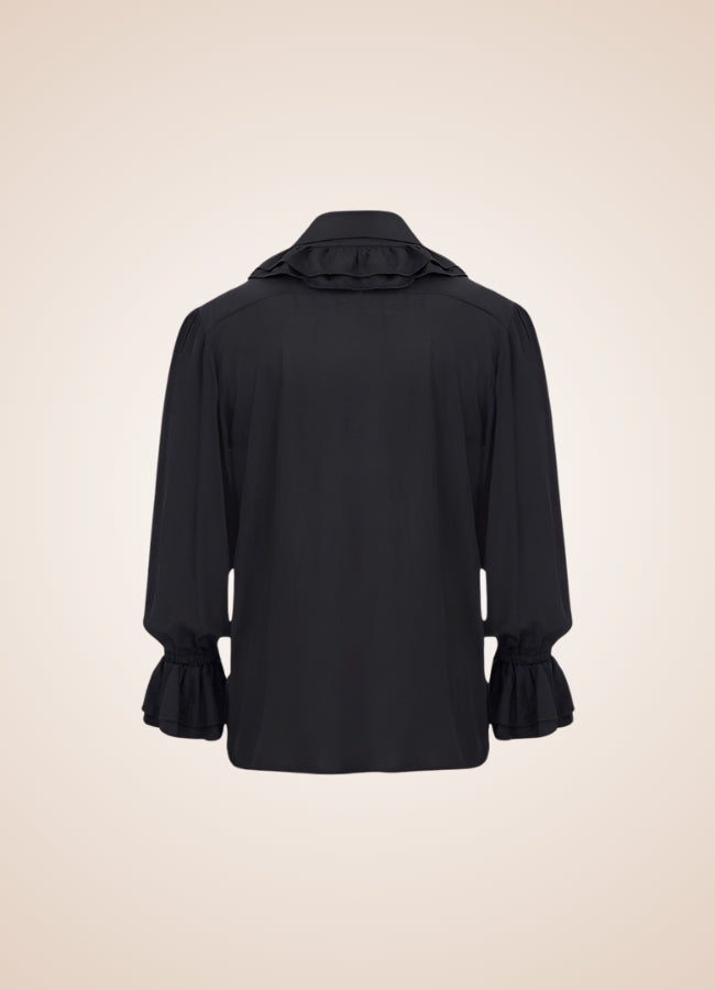 Men's Pirate Ruffles Shirt Black / XL mens-pirate-ruffles-shirt-black