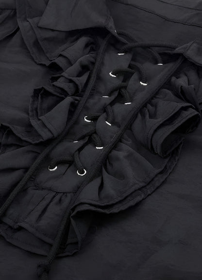 Men's Pirate Ruffles Shirt Black / XL mens-pirate-ruffles-shirt-black