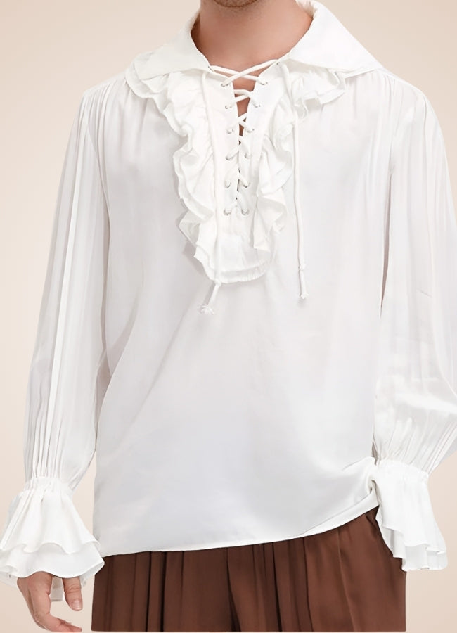 Men's Pirate Ruffles Shirt White / XL mens-pirate-ruffles-shirt-white