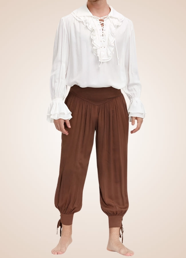 Men's Pirate Ruffles Shirt White / XL mens-pirate-ruffles-shirt-white