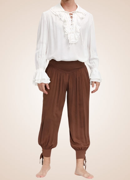 Men's Pirate Ruffles Shirt White / XL mens-pirate-ruffles-shirt-white