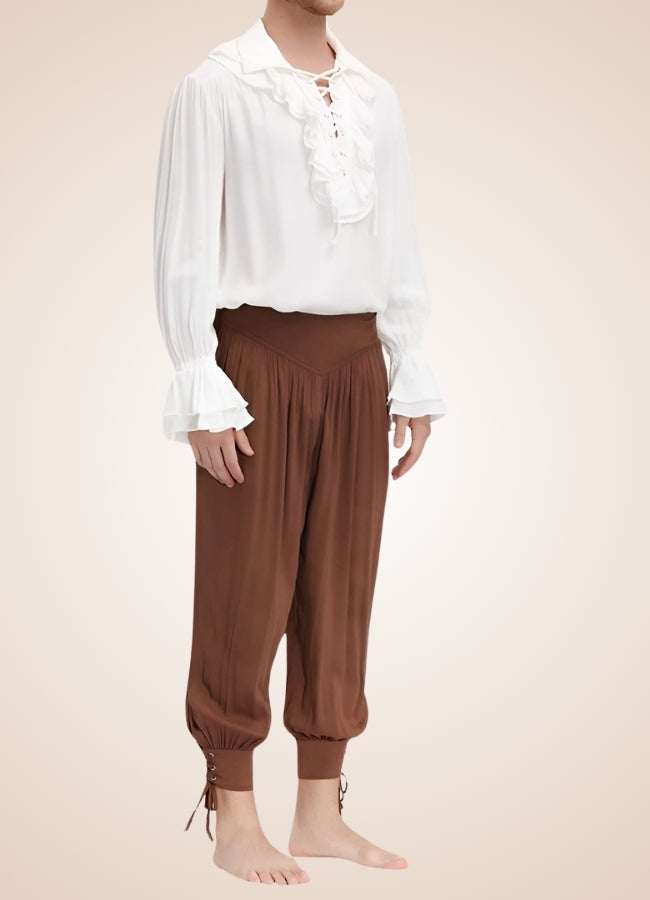 Men's Pirate Ruffles Shirt White / XL mens-pirate-ruffles-shirt-white