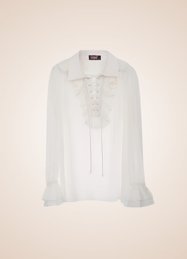 Men's Pirate Ruffles Shirt White / XL mens-pirate-ruffles-shirt-white