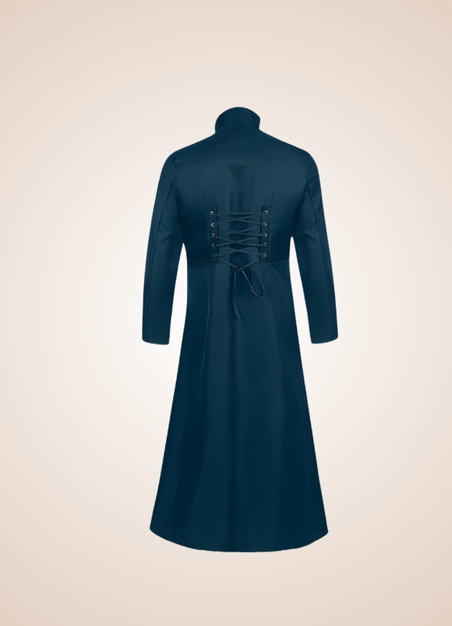 Men's Steampunk Long Coat Blue / 4XL mens-steampunk-long-coat-blue
