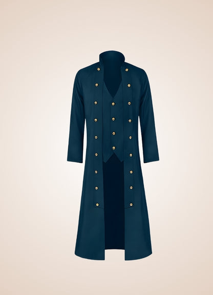 Men's Steampunk Long Coat Blue / 4XL mens-steampunk-long-coat-blue