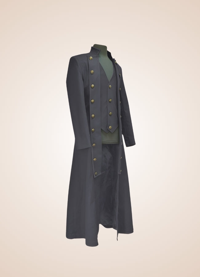 Men's Steampunk Long Coat Gray / 4XL mens-steampunk-long-coat-gray