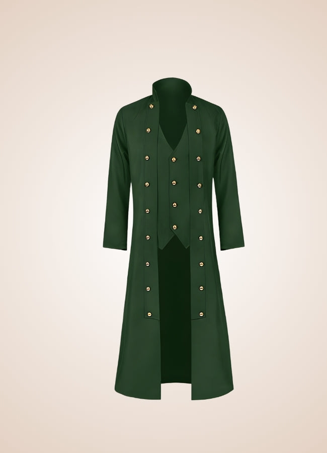 Men's Steampunk Long Coat Green / 4XL mens-steampunk-long-coat-green