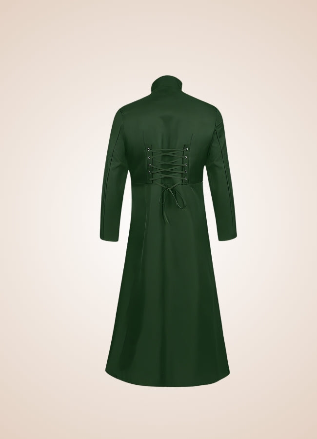 Men's Steampunk Long Coat Green / 4XL mens-steampunk-long-coat-green