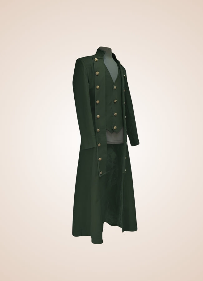 Men's Steampunk Long Coat Green / 4XL mens-steampunk-long-coat-green