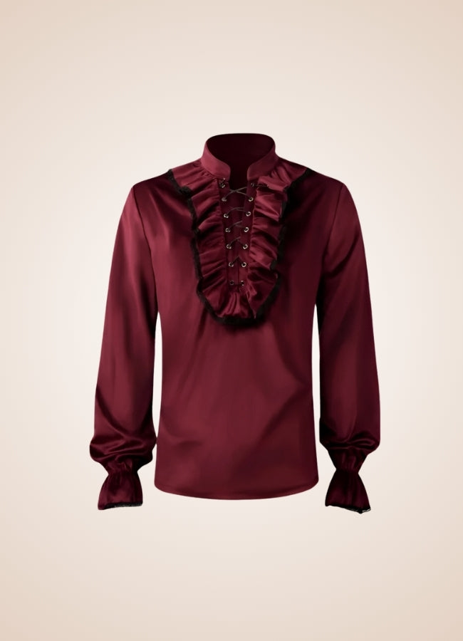 Men's Victorian Steampunk Shirt Wine Red / 2XL mens-victorian-steampunk-shirt-wine-red
