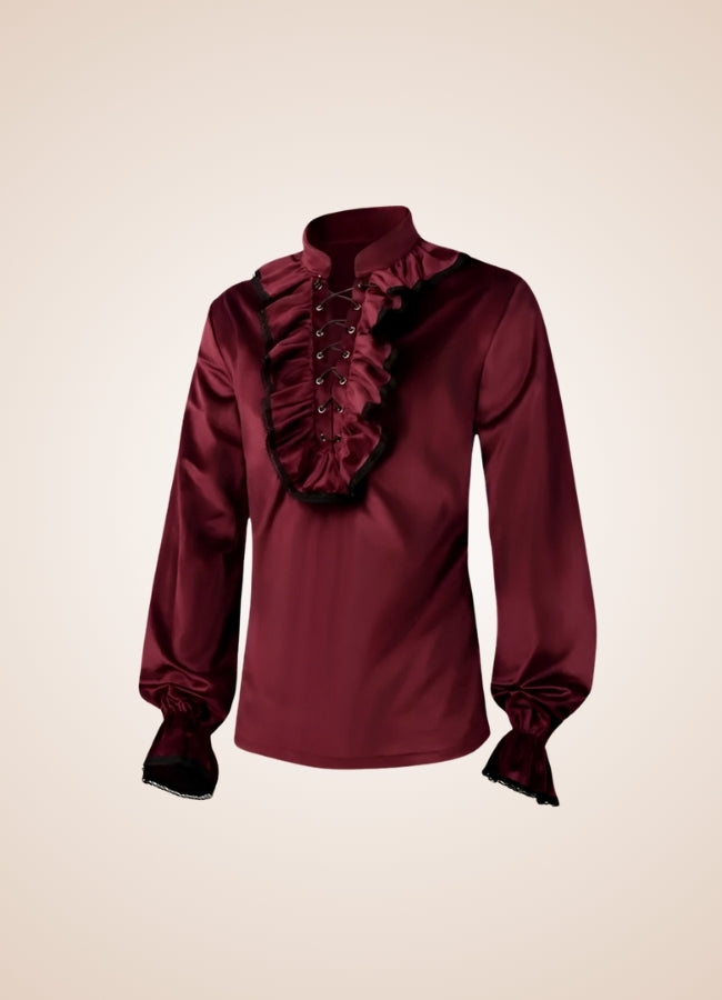 Men's Victorian Steampunk Shirt Wine Red / 2XL mens-victorian-steampunk-shirt-wine-red