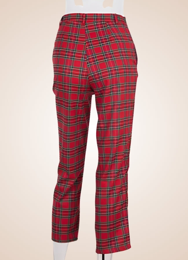Red Steampunk Plaid Pants Red / M red-steampunk-plaid-pants-red