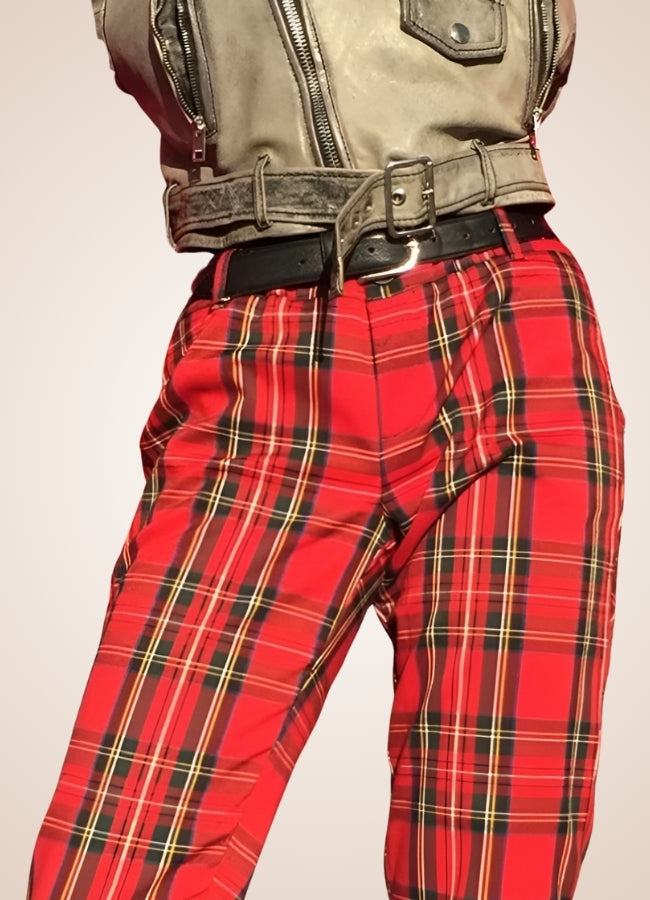 Red Steampunk Plaid Pants Red / M red-steampunk-plaid-pants-red