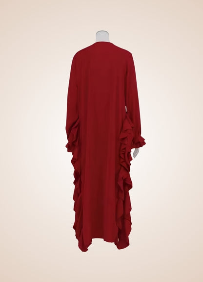 Red Steampunk Ruffle Dress Red / L red-steampunk-ruffle-dress-red