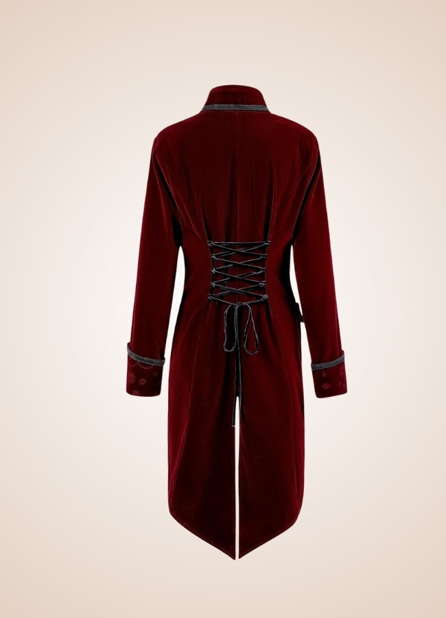 Red Steampunk Trench Coat back view