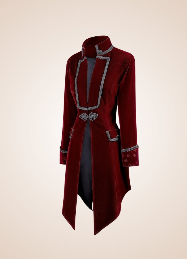 Red Steampunk Trench Coat side view