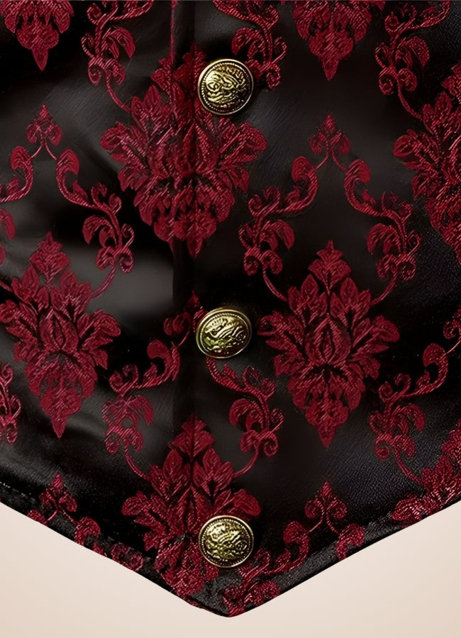 Red Steampunk V Neck Vest Red / 2XL red-steampunk-v-neck-vest-red