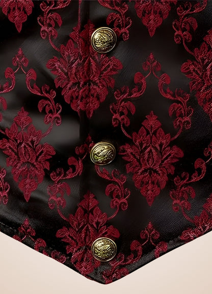 Red Steampunk V Neck Vest Red / 2XL red-steampunk-v-neck-vest-red