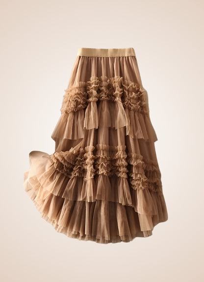 Renaissance Tulle Steampunk Skirt Khaki / L renaissance-tulle-steampunk-skirt-khaki