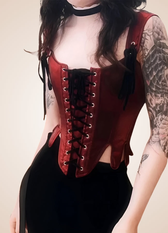 Retro Gothic Women's Corset Red / 2XS retro-gothic-womens-corset-red