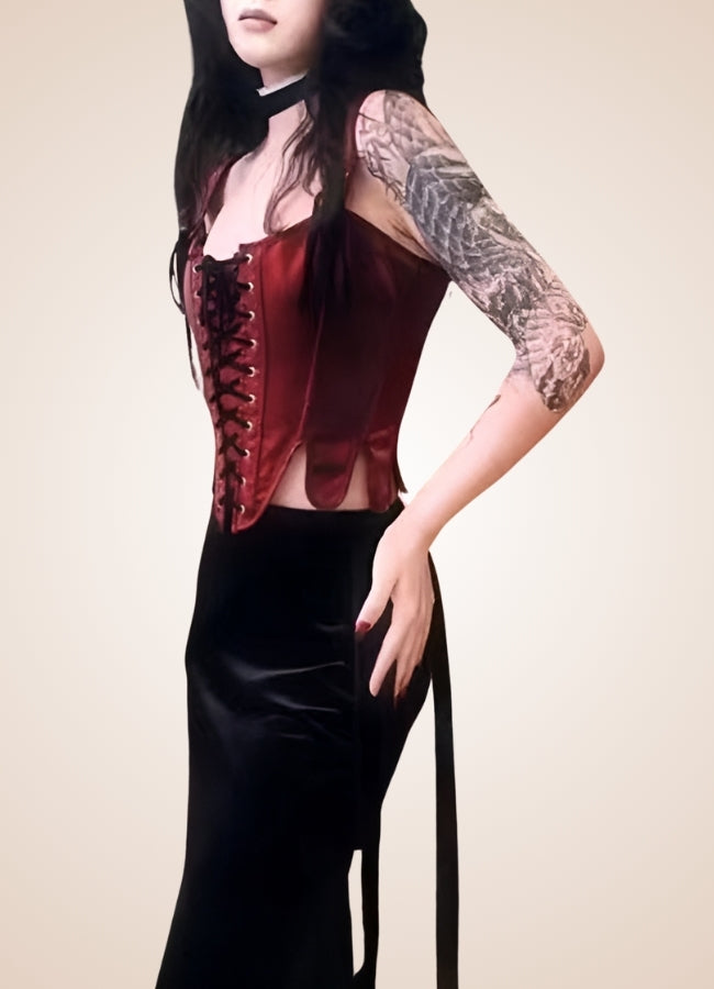 Retro Gothic Women's Corset Red / 2XS retro-gothic-womens-corset-red