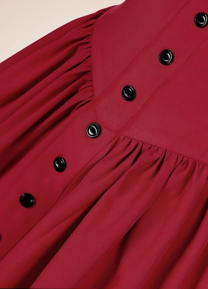Retro High Waist Steampunk Skirt Red / XL retro-high-waist-steampunk-skirt-red