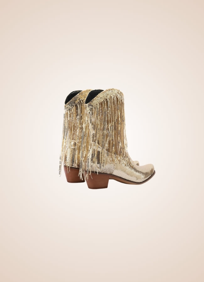 Sequin Fringe Western Cowboy Boots Gold / 8.5 sequin-fringe-western-cowboy-boots-gold