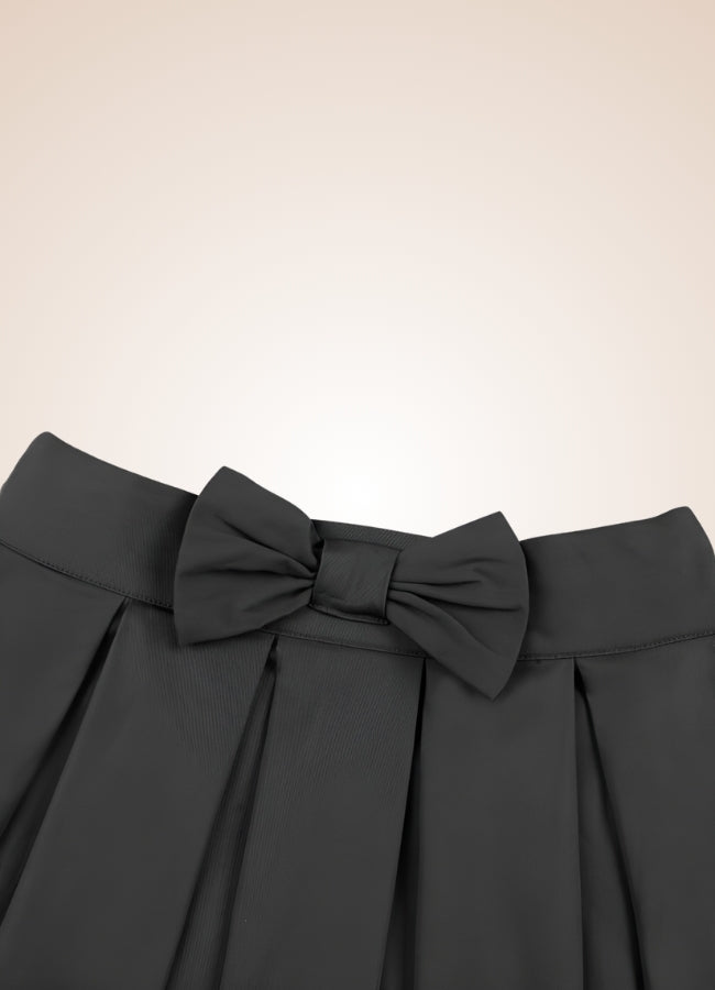 Solid Color Ribbon Mini Skirt Black / 2XS solid-color-ribbon-mini-skirt-black
