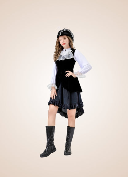 Steampunk Black Pirate Corset Dress Black / XL steampunk-black-pirate-corset-dress-black