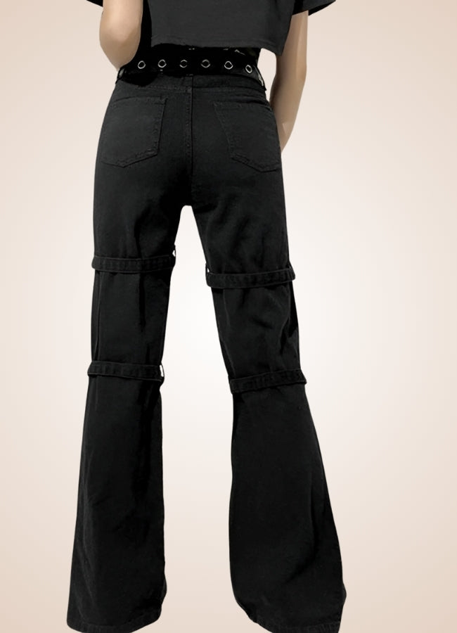 Steampunk Buckle Baggy Pants Black / L steampunk-buckle-baggy-pants-black